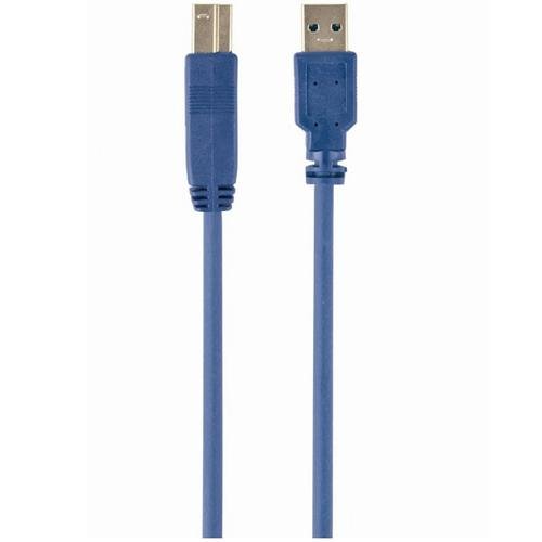 Cablu USB Gembird pentru imprimanta, USB-A 3.0 la USB-B 3.0, 0.5m, conectori auriti, Albastru, CCP-USB3-AMBM-0.5M