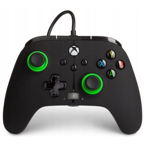 Controller PowerA EnWired Cu fir pentru Xbox Series X/S, Xbox One, PC, 3,5 mm audio (Negru/Verde)