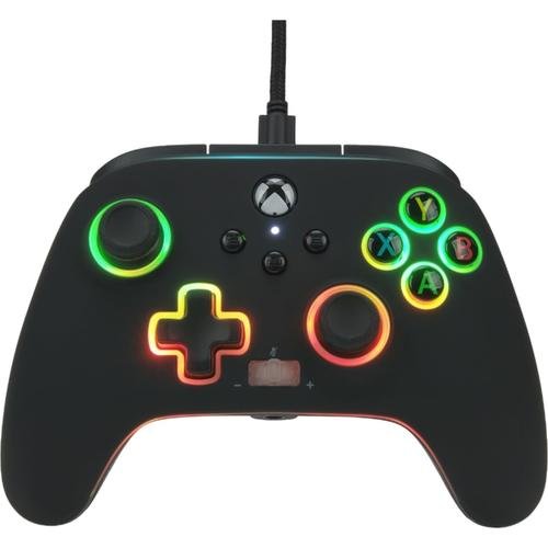 Controller PowerA EnWired Cu fir pentru Xbox Series X/S, Xbox One, PC, 3,5 mm, Spectra Infinity (Negru)