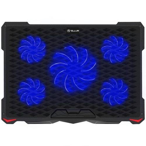 Cooler laptop tellur basic, 17inch, 5 ventilatoare, led, 2xusb, negru
