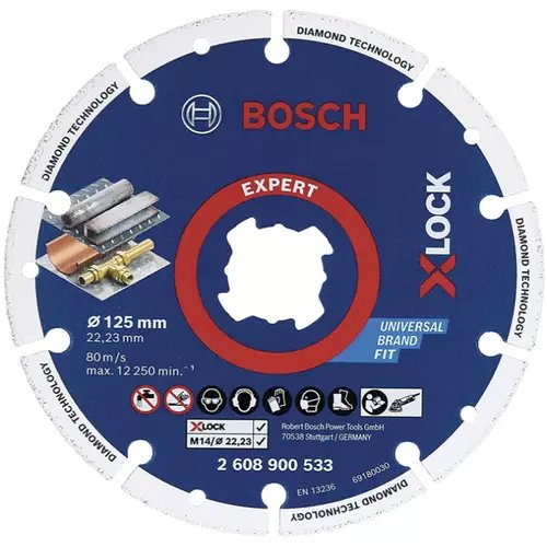 Disc diamantat Bosch Metal Wheel 125mm cu X-LOCK, taiere metal