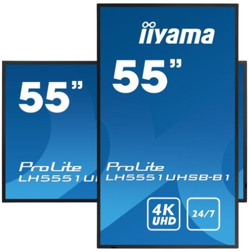 Display Profesional IPS LED iiyama 54.6inch LH5551UHSB-B1, Ultra HD (3840 x 2160), HDMI, DisplayPort, Boxe (Negru) 