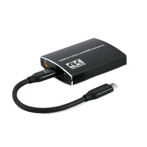 Gembird A-CM-HDMIF2-01 Adaptor USB-C la dublu HDMI 4K 60Hz Negru A-CM-HDMIF2-01