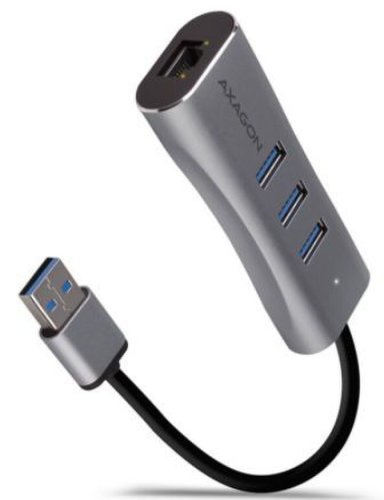 Hub USB Axagon HMA-GL3AP, 3 x USB-A, 1 x RJ45 (Gri)