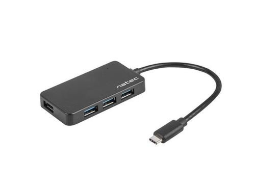 HUB USB NATEC SILKWORM 4 x USB 3.0, conectare USB-C (Negru)