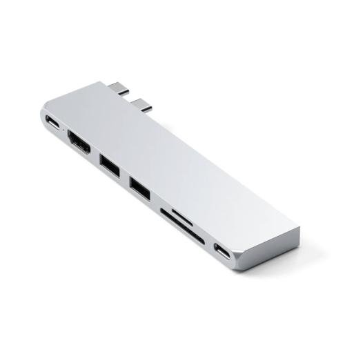 Hub Usb Satechi PRO hub slim pentru Macbook, 2 x USB A/ C, 4K HDMI, SD/Micro SD, (Argintiu)