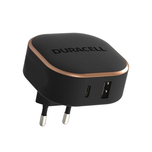 Incarator retea Duracell DRACUSB20, 30W, 1 x USB-A, 1 x USB-C (Negru)
