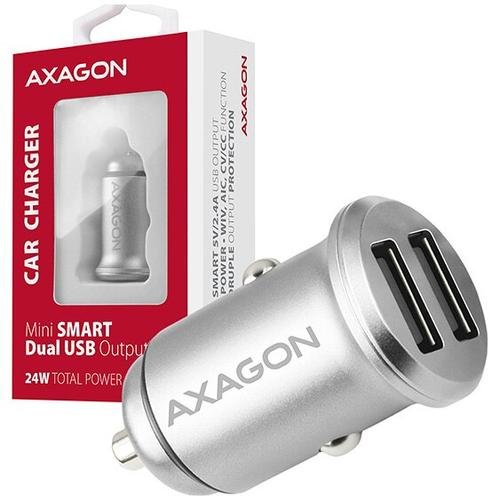 Incarcator auto AXAGON, Smart 5V Dual USB 2,4A + 2,4A, 24W, Gri