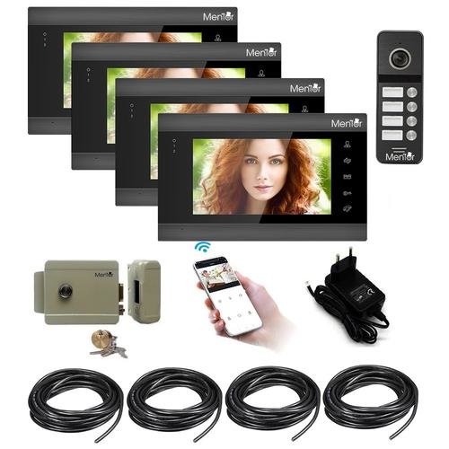 Kit VideoInterfon Smart Mentor SYKT010 WiFi 4xMonitor Interfon Yala acces 4 locatii 7" HD 1.3MP MicroSD InfraRed Senzor de miscare