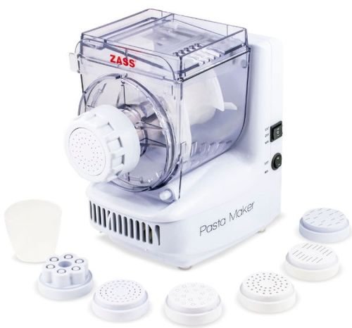 Masina automata pentru paste Zass ZPM 01, 180 W, 7 accesorii pentru paste, Pahar de masurare, Extrudare, Mixare (Alb)