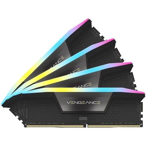 Memorie Corsair VENGEANCE XMP 3.0 4x16GB, DDR5, 6000MT/s, CL 36, RGB, Black Heatspreader, 1.35V, pentru Intel 700 Series