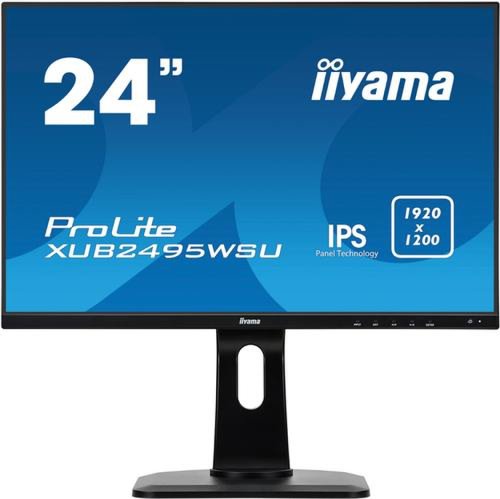 Monitor IPS LED iiyama ProLite XUB2495WSU-B1, 1920 x 1200, VGA, HDMI, DisplayPort, Boxe, Pivot, 5 ms (Negru)