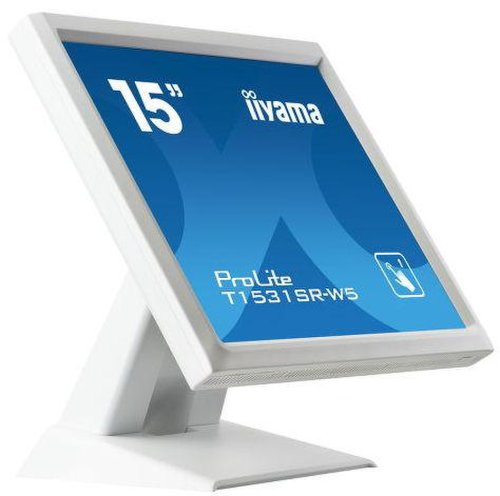 Monitor TN LED iiyama 15inch T1531SR-W5, 1024 x 768, VGA, HDMI, DisplayPort, Boxe, Touchscreen, 8 ms (Alb)