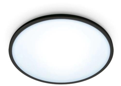 Plafoniera LED inteligenta WiZ SuperSlim, Wi-Fi, Bluetooth, 14W, 1300 lm, lumina alba reglabila, 24.2 cm, metal/plastic (Negru)