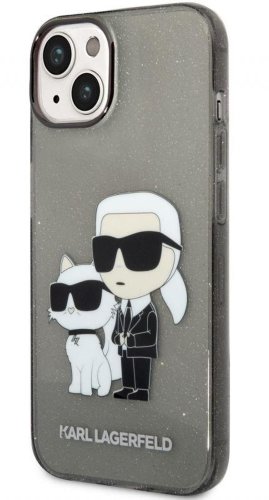 Protectie Spate Karl Lagerfeld IML Glitter Karl and Choupette NFT pentru Apple iPhone 14 Plus (Negru)