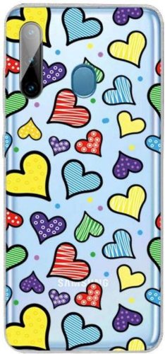Protectie Spate Lemontti Painted Hearts EDA00396202H pentru Samsung Galaxy A11 / M11 (Transparent/Multicolor)