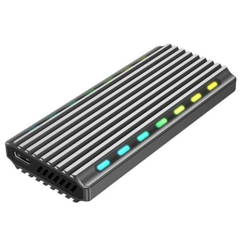 Rack extern GEMBIRD, pt. SSD, M.2, M.2, interfata PC USB 3.1, RGB LED backlight, aluminiu (Argintiu)