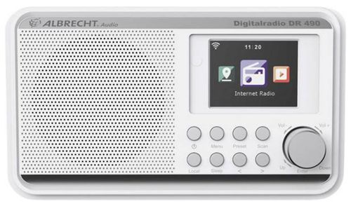 Radio digital Albrecht DR 490 DAB, DAB+ si FM prin internet Display 2.4inch, Alarma, Conectare Wifi (Alb)