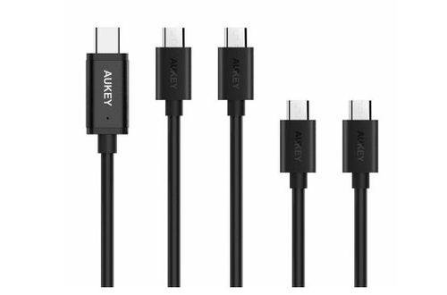 Set 5 cabluri de date USB-C - USB/Micro USB - USB Aukey CB-TD2, 0.3 - 1m (Negru)
