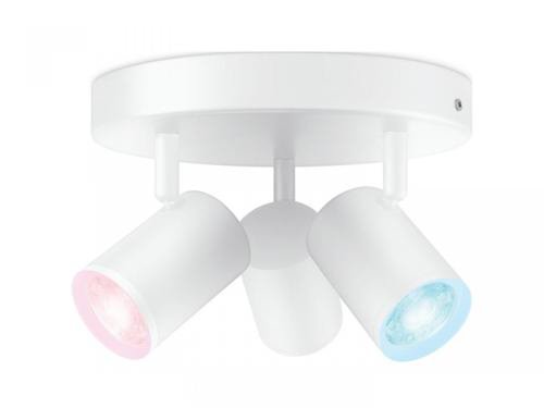Spot LED WiZ Imageo, Wi-Fi + Bluetooth, LED RGB, voice control, 3xGU10, 3x5W, 1035 lm, white and colored light (2200-6500K RGB), IP20, 12.3x21cm, Metal, White