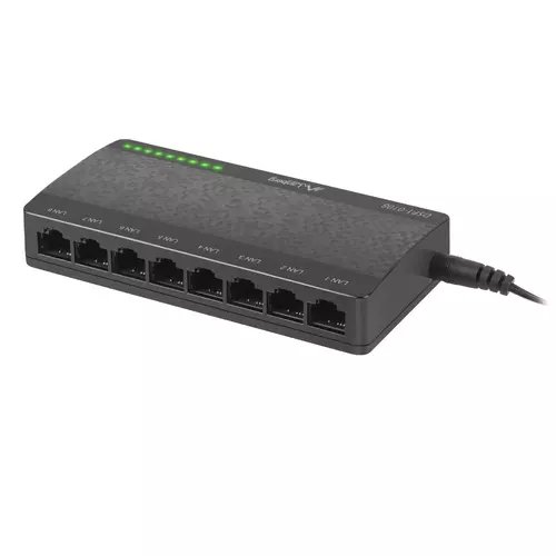 Switch Lanberg 41568, cu 8 porturi Fast Ethernet RJ-45 10/100 Mbps, 5V, racire pasiva, negru