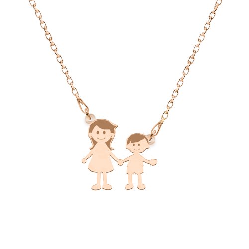 Family - colier personalizat mama si copilul din argint 925 placat cu aur roz