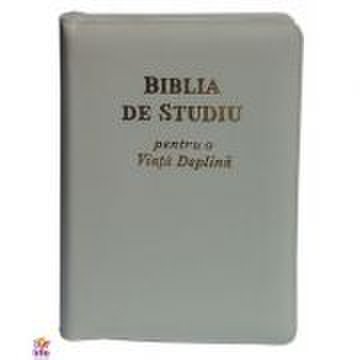 Biblia de studiu pentru o viata deplina. Editie de lux, coperta din piele alba, fermoar, aurie, index, LPI173