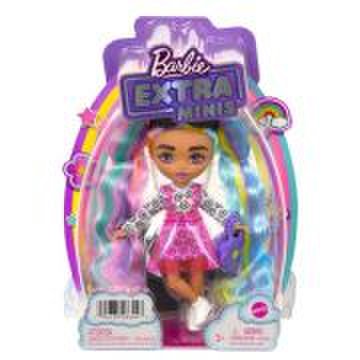Papusa Barbie Extra Mini cu par, curcubeu