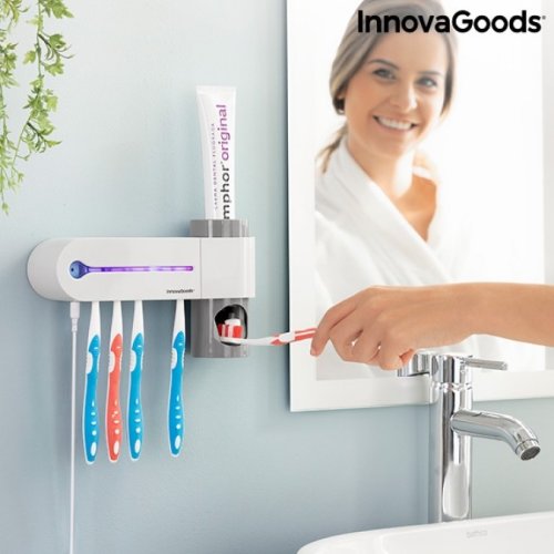 Sterilizator UV pentru periuta de dinti cu suport si distribuitor de pasta de dinti Smiluv InnovaGoods