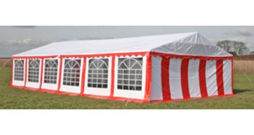 Copertina + pereti laterali pavilion de petrecere 12 x 6 m, rosu/ alb