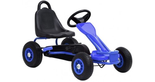 Kart pentru copii cu pedale si roti pneumatice, albastru