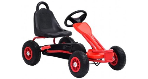 Kart pentru copii cu pedale si roti pneumatice, rosu
