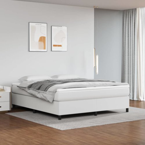vidaXL Cadru de pat box spring, alb, 160x200 cm, piele ecologică