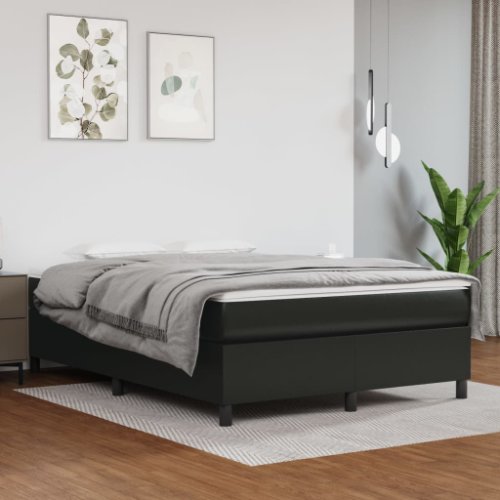 vidaXL Cadru de pat box spring, negru, 140x200 cm, piele ecologică