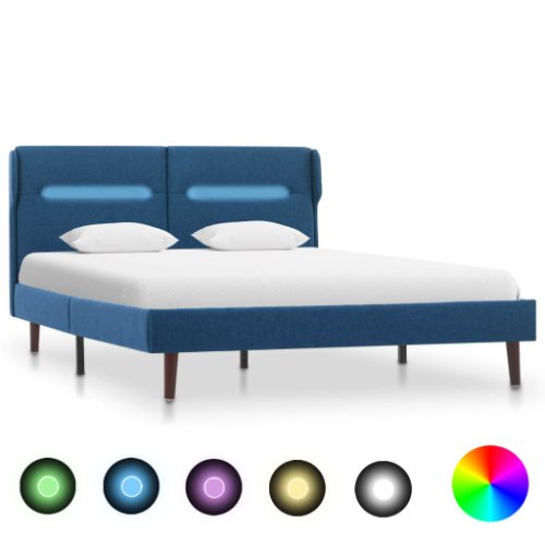 vidaXL Cadru de pat cu LED, albastru, 120x200cm, material textil