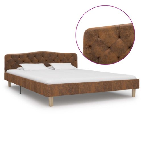 vidaXL Cadru de pat, maro, 160 x 200 cm, piele întoarsă ecologică 