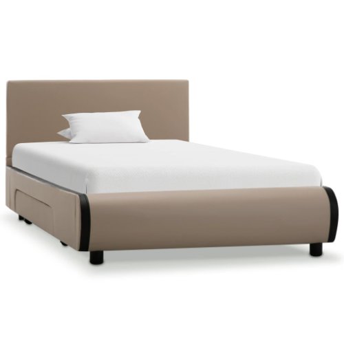 vidaXL Cadru pat cu sertare cappuccino 100x200 cm piele artificială 