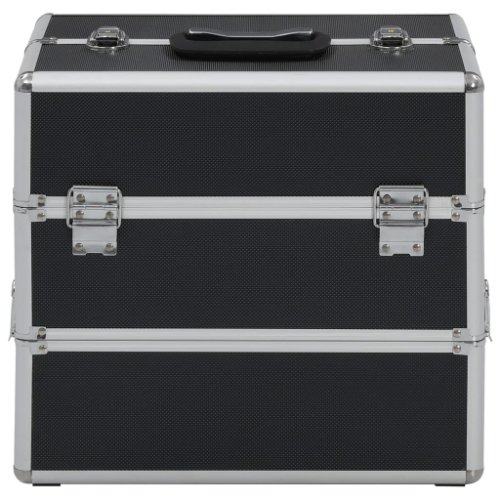 vidaXL Casetă de cosmetice, negru, 37 x 24 x 35 cm, aluminiu