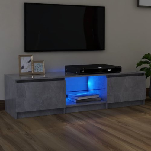 vidaXL Comodă TV cu lumini LED, gri beton, 140x40x35,5 cm