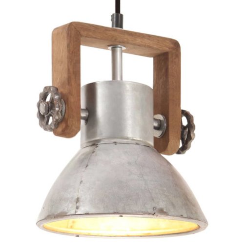 vidaXL Lampă suspendată industrială, 25 W, argintiu, rotund, 19 cm E27