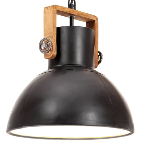vidaXL Lampă suspendată industrială, 25 W, negru, 30 cm, E27, rotund