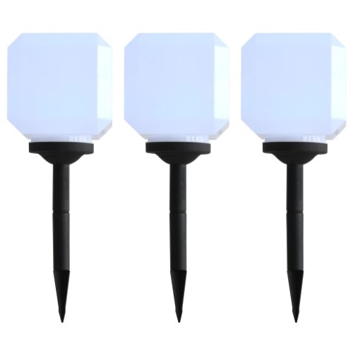 vidaXL Lămpi solare de exterior cu LED, 3 buc., alb, 20 cm, cub