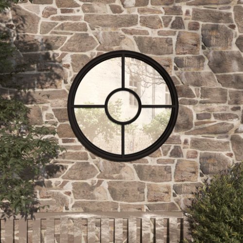 vidaXL Oglindă de grădină rotundă, negru, 40x4 cm, fier, uz exterior