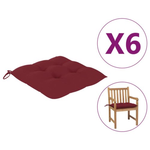 vidaXL Perne de scaun, 6 buc., roșu vin, 50 x 50 x 7 cm, textil