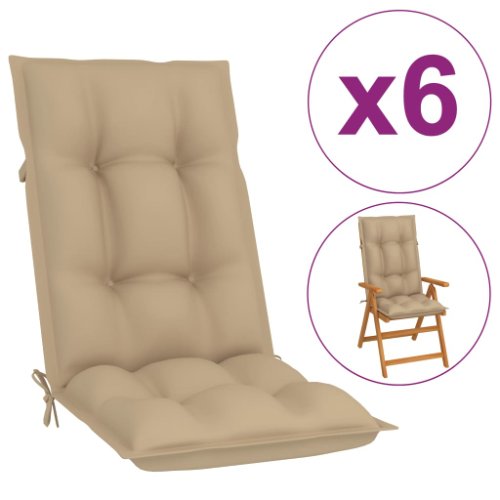 vidaXL Perne pentru scaun de grădină, 6 buc., bej, 120x50x7 cm