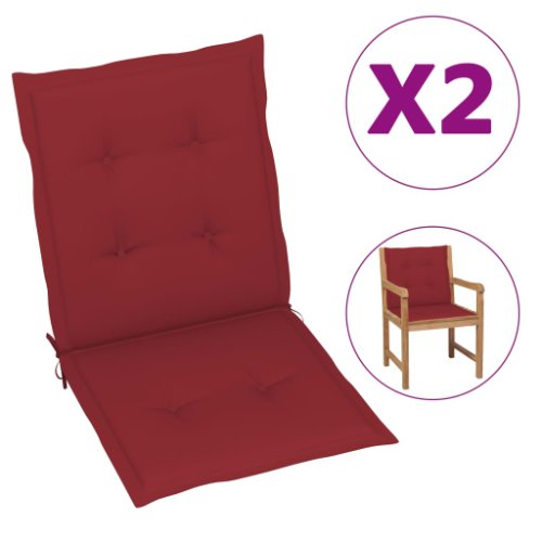 vidaXL Perne scaun de grădină, 2 buc., roșu vin, 100 x 50 x 4 cm