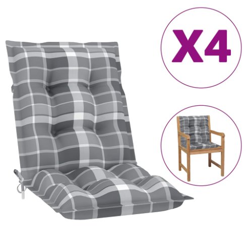 Vidaxl perne scaun de grădină, 4 buc., gri, model carouri, 100x50x7 cm
