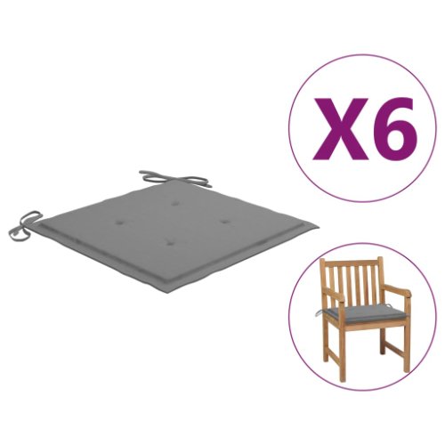 vidaXL Perne scaun de grădină, 6 buc., gri, 50x50x4 cm, textil
