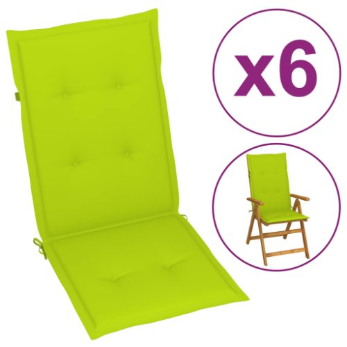 vidaXL Perne scaun de grădină, 6 buc., verde aprins, 120x50x4 cm