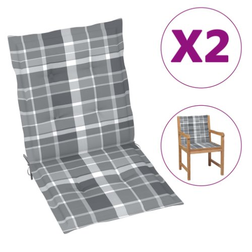 Vidaxl perne scaun grădină, 2 buc., gri model carouri, 100x50x4 cm